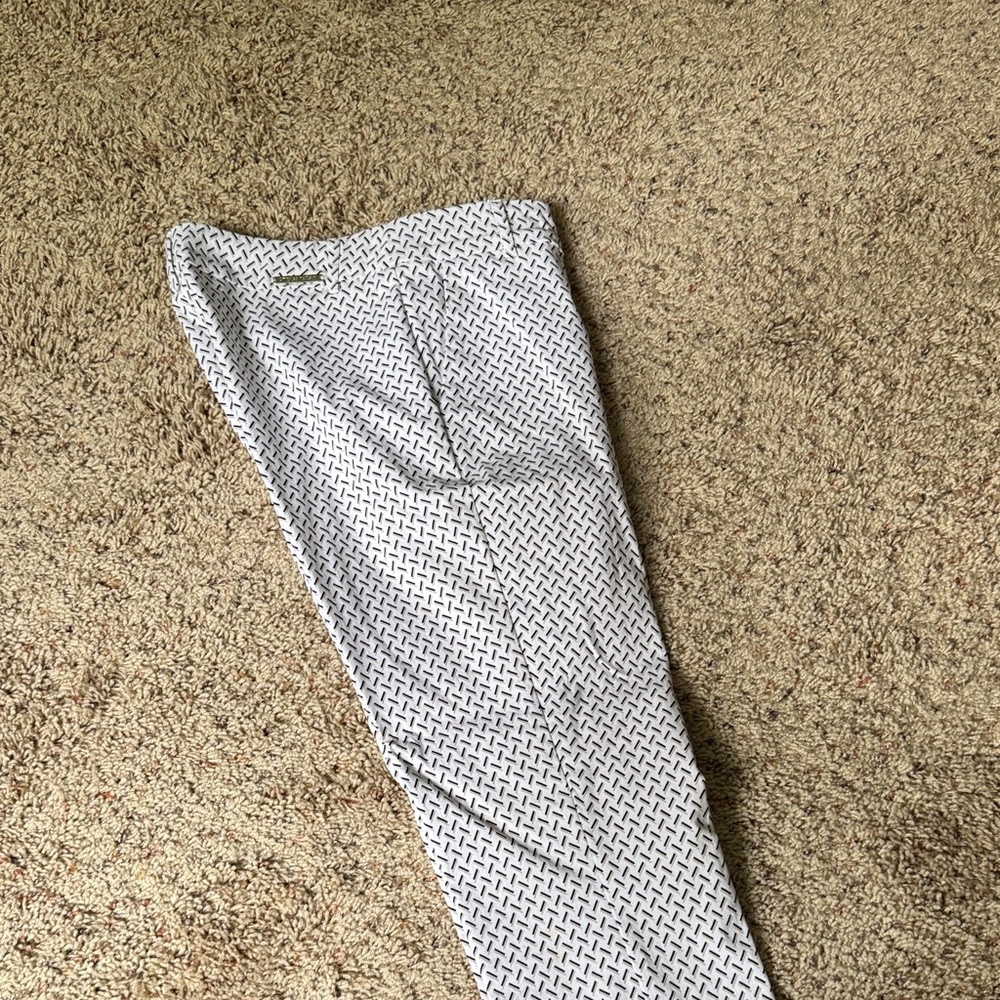 Women's Patterned White Straight Leg Pants